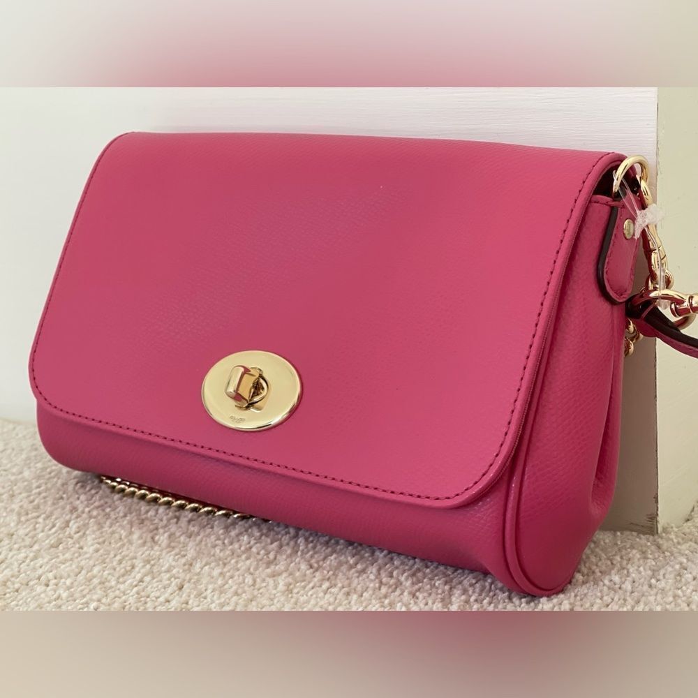 Coach Pink Crossbody Gold Accents Preowned